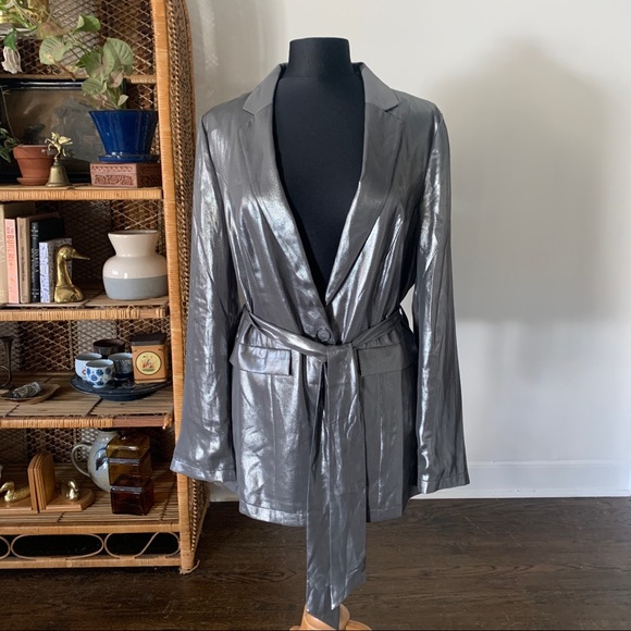 Maeve by Anthropologie Zada Metallic Relaxed Fit Blazer, Size 12 - Picture 2 of 5